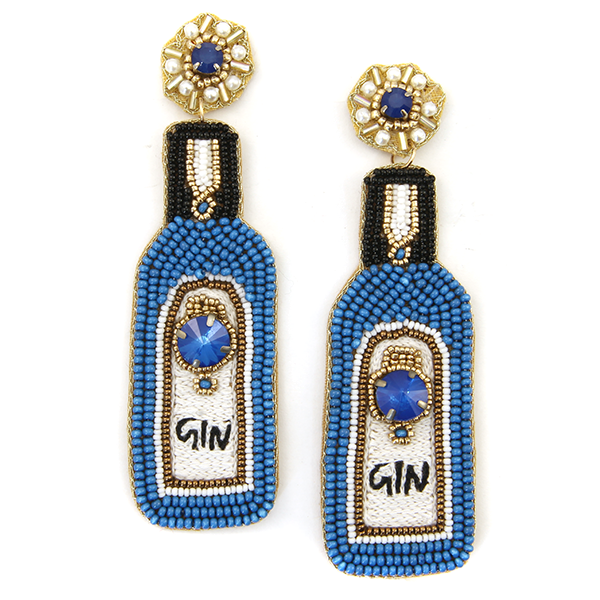 Beaded Gin Bottle Earrings