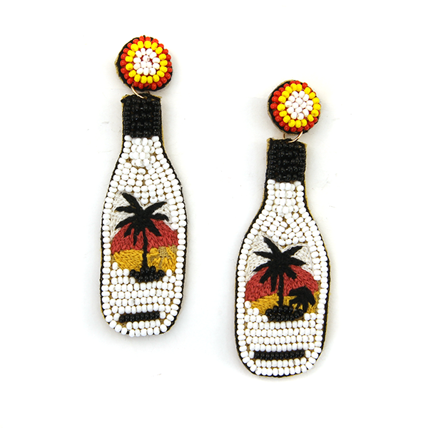 Malibu Bottle Beaded Earrings