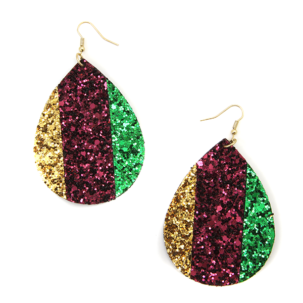 Tear Drop Mardi Gras Earrings