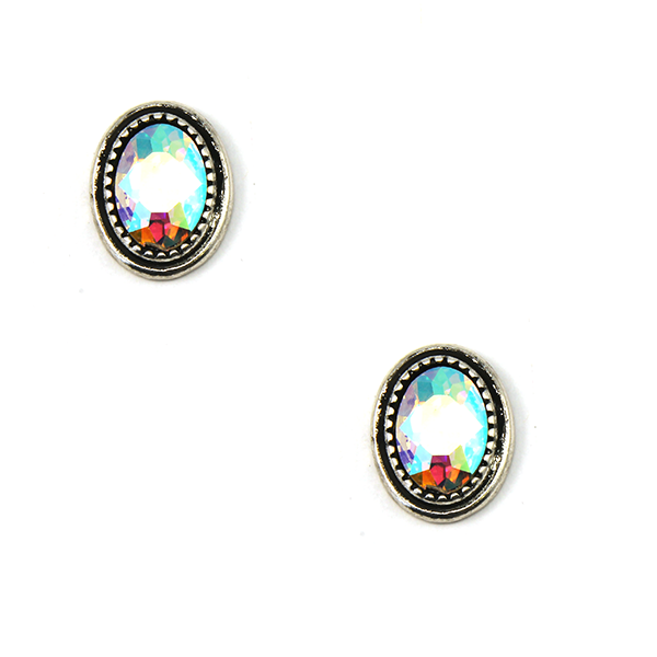 Oval Stud Earrings Silver