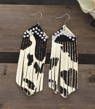 Load image into Gallery viewer, Leather Cowhide Fringe Earrings
