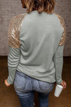 Load image into Gallery viewer, Gray Sequin Shoulder Long Sleeve Top
