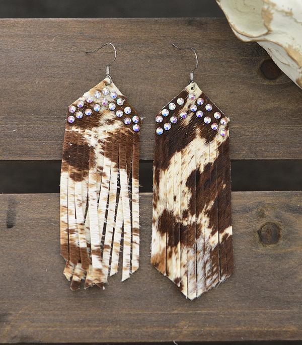 Leather Cowhide Fringe Earrings