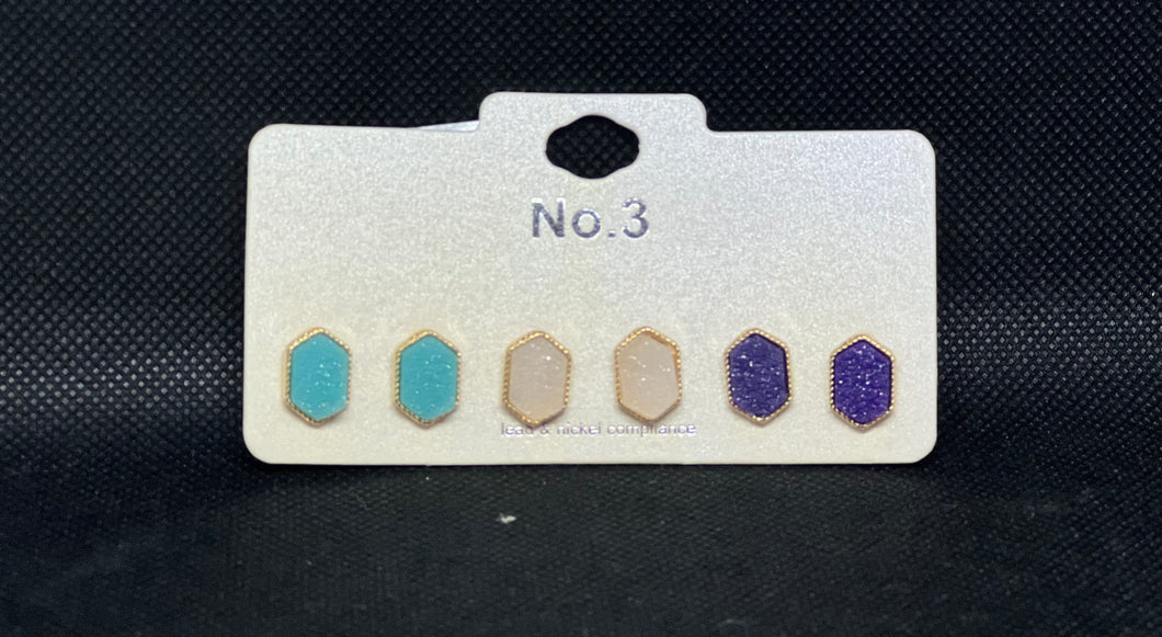 3 Pack Druzy Stud