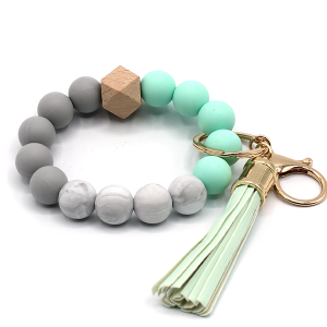 Silicone Beaded Tassel Wristlet Keychain