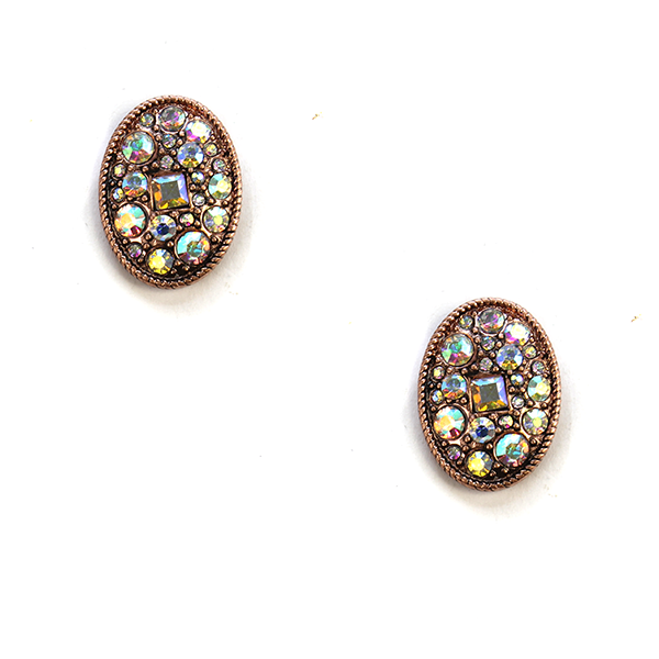 Oval Stud Rhinestone Earrings