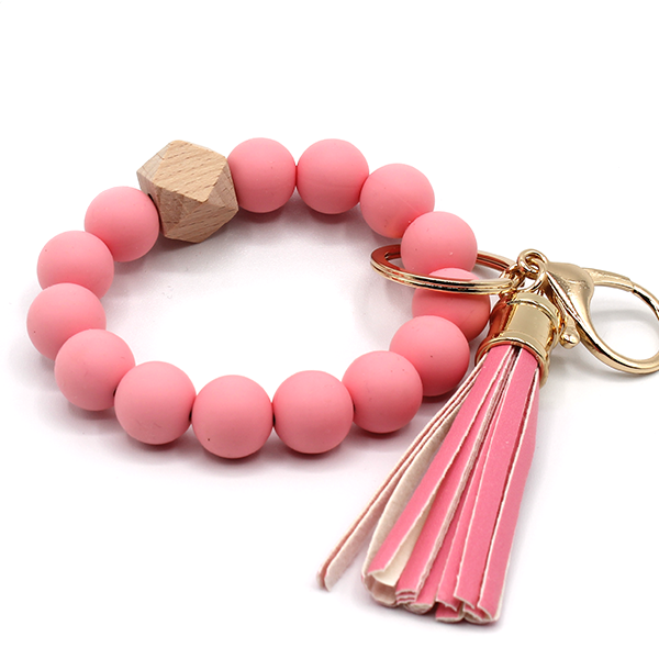 Silicone Beaded Wristlet Keychain