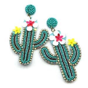 Beaded Cactus Earrings