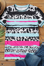 Load image into Gallery viewer, Cow Leopard Striped O-Neck Western Tee
