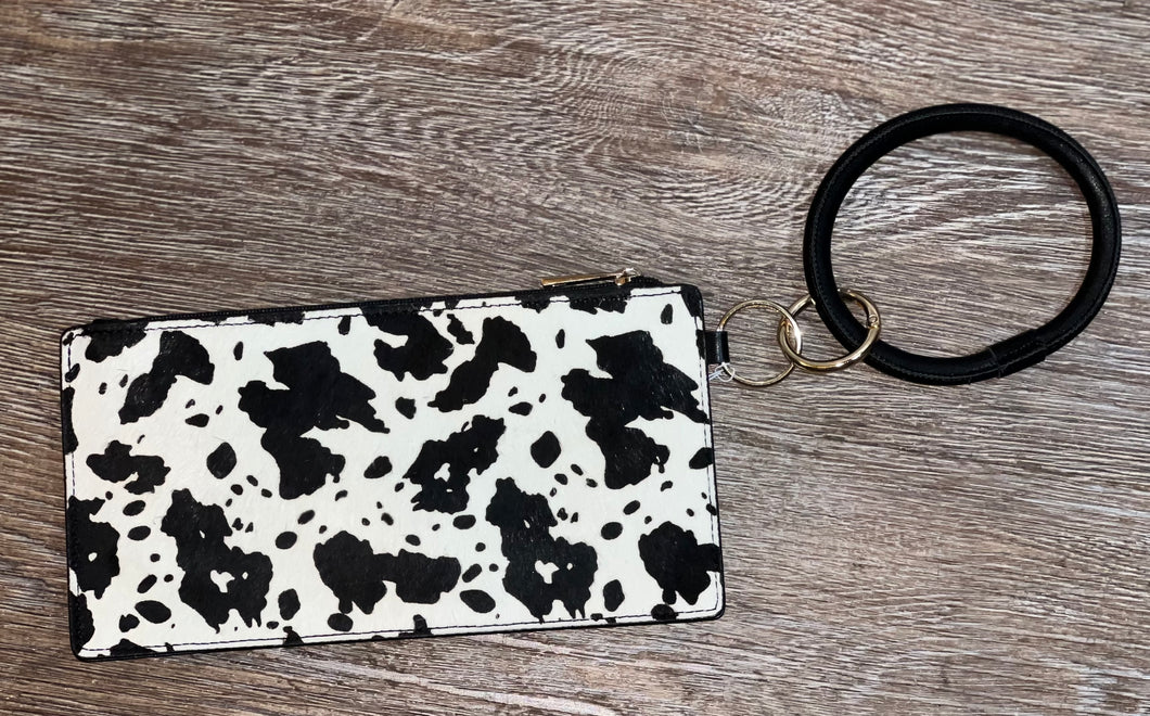 Cowhide Cow Print Wristlet