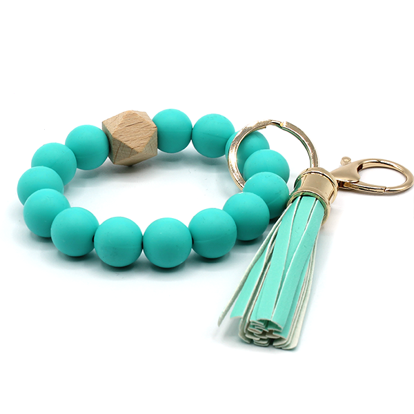 Silicone Beaded Wristlet Keychain