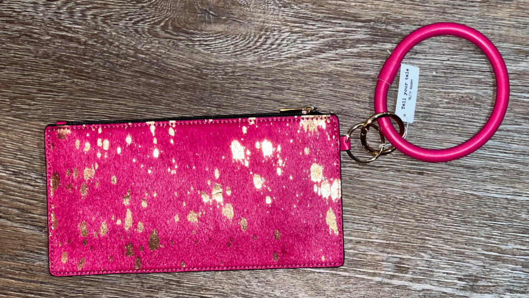 Acid Washed Cowhide Wristlet