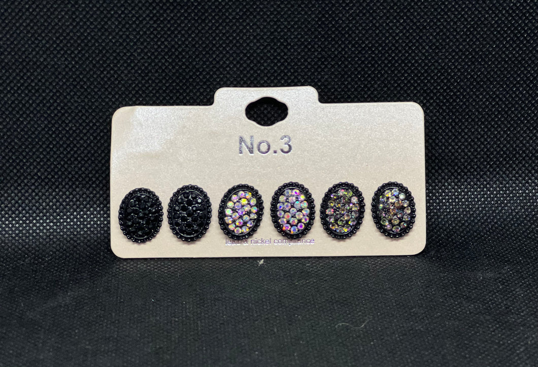 3 Pack Rhinestone Earrings